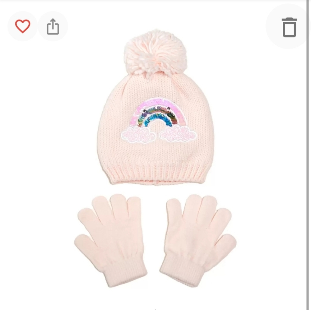 3 for $30. Little girls rainbow sequin 2 piece set hat and gloves